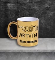 Artvin Temalı Kişiye Özel İsim ve/veya Fotoğraflı Kupa Bardak No:X025-08 (Gold)