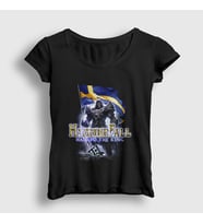Presmono Kadın Siyah Sweeden Hail To The King Hammerfall T-Shirt 467322tt