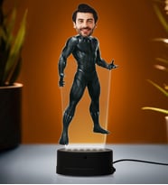 Doğum Günü Hediyesi,Sevgiliye Hediye, Kişiye Özel Fotoğraflı Kara Panter Karikatür 3D Led Lamba (Beyaz)