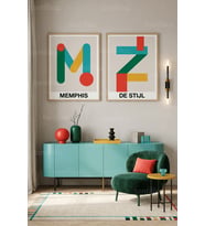 Modern Geometrik Tasarım 2'li Ahşap Çerçeveli Tablo Seti