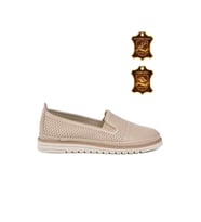 Voyager Kadın Bej Hakiki Deri Anatomik Rahat Tabanlı Casual Ayakkabı Loafer Z281