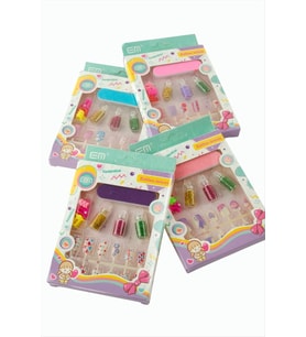 Set Çocuk Takma Tırnak (Ebruli)