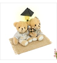 Led Sokak Lambalı Peluş Ayıcık Çift - 16cm x 15cm