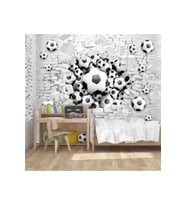 Dreamwall 3D Futbol Topları Desenli Isı Ve Ses Yalıtımlı Sağlıklı Tekstil Duvar Kağıdı (Siyah & Beyaz)