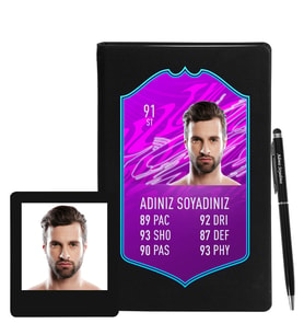 Tasarım Kişiye Özel Fut Kart Defter Kalem & Instagram Çerçeve Hediye Seti