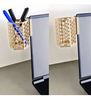 3D Baskı Monitor Kalemlik - Petek Desenli Laptop Kenar Altıgen Kalemlik-Bej