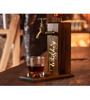 BK Gift Aynalı Altın Kabartma Musluklu Doğal Ceviz Ahşap Viski Standı, Home Bar, İçecek Dispenseri, Ahşap İçecek Çeşmesi-11