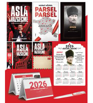 Asla Vazgeçme - Ayraç - Kartpostal - Poster - Parsel Parsel -  2026 Ajanda Komutan - Kalpaklı Ahşap Duvar Takvimi - Masa Takvimi