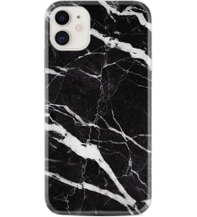 Apple iPhone 11 12 13 Mini Kılıf Desemli Silikon Siyah Şerit Mermer 1318