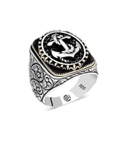 Gümüş Deniz Çapası Oval Erkek Yüzük