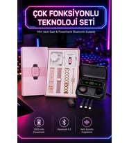 Powerbank Özellikli Bluetooth Kulaklık ve Nabız Ölçer Akıllı Saat Bileklik Hediyeli