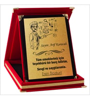 Kişiye Özel Erkek Öğretmen Temalı Kırmızı Plaket (Kırmızı-Altın)