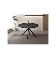 Ahşap Yuvarlak Açılır Büyüyen Yemek Masası Mermer Desen 70x120cm SADECE MASA FİYATIDIR (Siyah-Mermer)