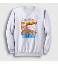 Presmono Unisex Beyaz Yapping Hediye Turuncu Kedi Kedili Sweatshirt 505201tt