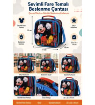 Sevimli Fare Temalı Beslenme Çantası Çocuk Okul Yemek Çantası Günlük Kullanım 22x22x10 cm