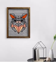 BK Home Baykuş Tasarımlı Doğal Masif Ahşap Çerçeveli Tablo 45x65cm-1