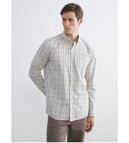 LCWAIKIKI Classic Bej Regular Fit Uzun Kollu Ekose Poplin Erkek Gömlek