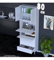 Eliusta Ekin 80 cm Bakliyat Dolabı Kahve Köşesi 3 Çekmeceli Çok Amaçlı Mutfak Kiler Banyo Dolabı
