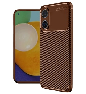 A38 Kılıf Auto Focus Karbon Kapak - Kahverengi