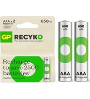 Gp Recyko 650 Mah R03 Aaa Şarjlı 2li Ince Kalem Pil GP65AAAHCER21-2TLB2 (GPRHCH63E041 (Beyaz)