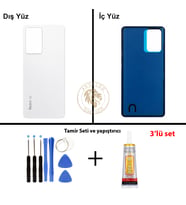 Xiaomi Redmi Note 12 Pro 5G Beyaz Arka Pil Kapağı Batarya Kapağı + Yapıştırıcı ve Vida Seti