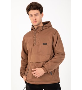 Maraton Comfort Erkek Kapüşonlu Taba Yağmurluk