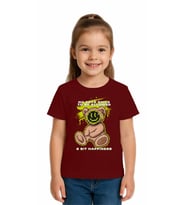 Unisex Ayıcık Bear Baskılı Çocuk Tişört pamuklu penye kumaş (Bordo)