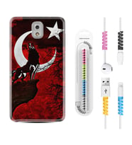 Samsung Note 3 4 5 8 9 20 Ultra 10 Lite Kılıf Kablo Koruma Spiral Silikon Wolf and Moon 2 1381