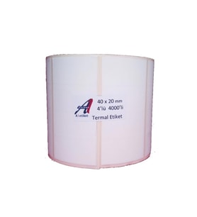 Kirtasiyejet Etiket Termal Etiket 40 x 20 mm 200.000 Adet Termal Barkod Etiketi 4.000 Sarımlı 50 Rulo
