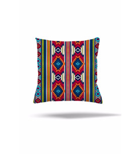 Etnik Kilim Desen Gizli Fermuarlı Yastık Kılıfı Kırlent Kılıfı Koltuk Yastık Kılıfı (Pembe-Bej)