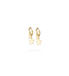 DKMN Gümüş Harfli Yıldız Ekleme 925 Ayar Gümüş Küpe (Gold)