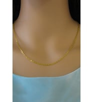 Kadın Gümüş Forse Zincir 24 Ayar Altın Kaplama Hayalet Kolye Özel 1.1mm Mücevher (Gold)
