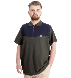 Mode XL Büyük Beden Erkek T-shirt Polo FRAGMENTED 23325 Haki