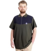 Mode XL Büyük Beden Erkek T-shirt Polo FRAGMENTED 23325 Haki