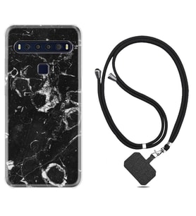 TCL 10L 10 Plus 10SE 20E 20SE 30 L7 Kılıf Boyun Askılı Silikon Black Hole Marble 1387