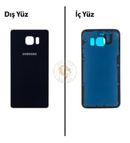 Samsung Galaxy S6 Edge Siyah Renk Arka Kapak Arka Cam Batarya Kapağı Pil Kapağı Lazer Kesim Back Cover Galaxy S6 Edge Uyumlu