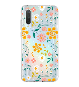 Xiaomi Mi 9 Lite Uyumlu Kapak Çiçek Tasarımlı Şeffaf Silikon Kılıf