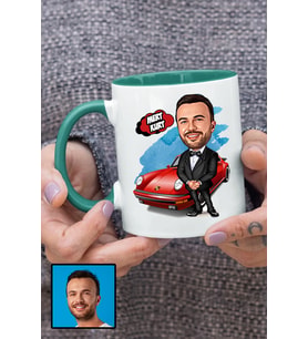 Erkeğe Hediye Kişiye Özel Karikatürlü Yeşil Kupa Bardak