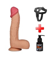 LilituShop 28,5 cm Belden Bağlamalı Yeni Nesil Realistik Penis + Kemer + Kayganlaştırıcı Hediyeli