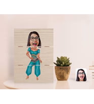 BK Gift Kişiye Özel Oryantal Karikatürlü Otantik Masaüstü Ahşap Palet Çerçeve-1 (Beyaz)