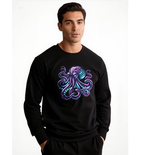 AHTAPOT UNİSEX SWEATSHİRT (Siyah)