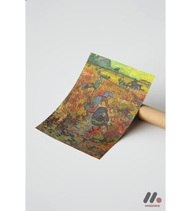 Van Gogh Kırmızı Bağ, Çerçevesiz Yüksek Kalite Duvar Afişi - Sanatsever Hediyesi