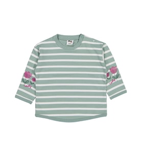 Civil Baby Çizgi Emp. Çiçek Nakışlı 6-18 Ay Sweatshirt - Bej (Çağla Yeşili)
