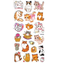 Sticker Kabartmalı Stiker Çıkartma Etiket (XHC052)-18x9 cm- Minnoş Kedicik