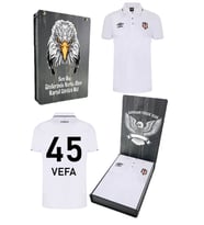 Beşiktaş Orijinal Lisanslı Polo Yaka Kişiye Özel BJK T-Shirt Hediyelik Ahşap Kutulul (Beyaz)