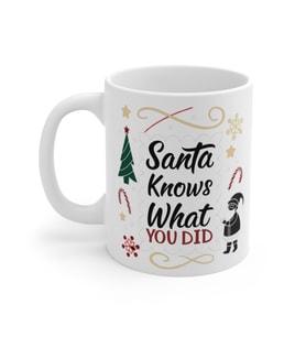 Santa Knows What You Did Holiday Coffee Mug  - Komik Hediye Kupa  Ofis Arkadaşına Harika Hediye