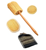 Doğal Kabak Lifi 4`lü Banyo Hamam Kese Seti (Yüz + Vücud + Sırt) - Set9 (Renksiz)