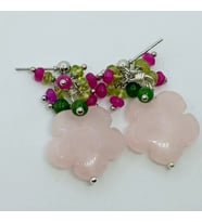 2150 Pembe kuvars el oyması küpe