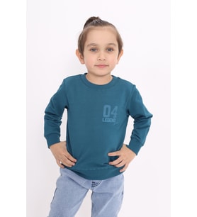 Toontoy Erkek Çocuk Baskılı Sweatshirt (Petrol)