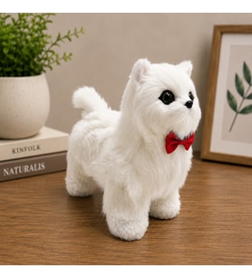 Sesli Hareketli Yürüyen Peluş Kedi Oyuncak Kırmızı Fiyonklu Sevimli Peluş Kedi 20x18 Cm Çocuk Hediye